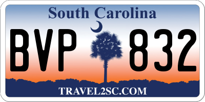 SC license plate BVP832