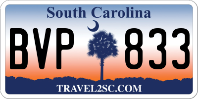 SC license plate BVP833