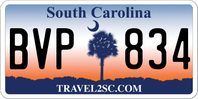 SC license plate BVP834