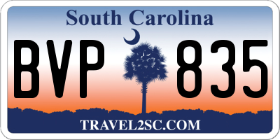 SC license plate BVP835