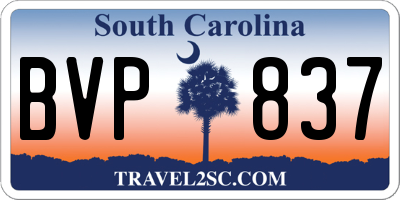 SC license plate BVP837