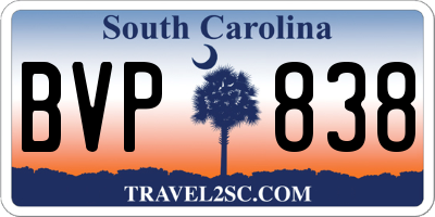 SC license plate BVP838