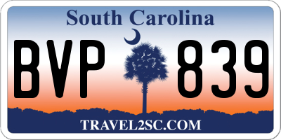SC license plate BVP839