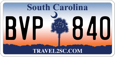 SC license plate BVP840