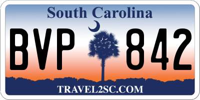 SC license plate BVP842