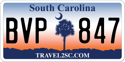 SC license plate BVP847