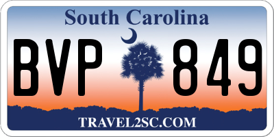 SC license plate BVP849