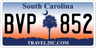 SC license plate BVP852