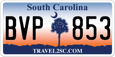 SC license plate BVP853
