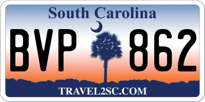 SC license plate BVP862
