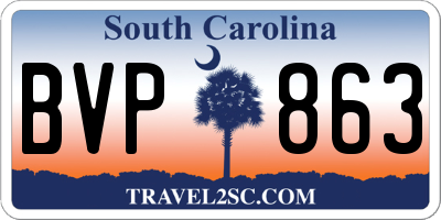 SC license plate BVP863