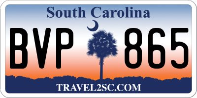 SC license plate BVP865