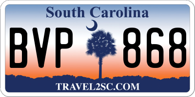 SC license plate BVP868