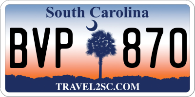 SC license plate BVP870