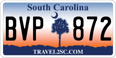 SC license plate BVP872