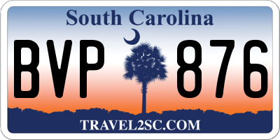 SC license plate BVP876