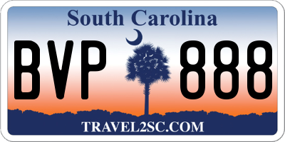 SC license plate BVP888