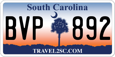 SC license plate BVP892