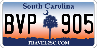 SC license plate BVP905