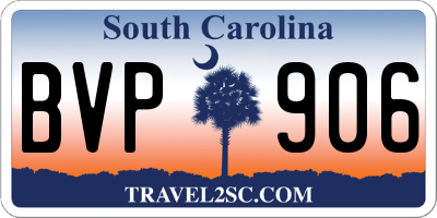 SC license plate BVP906