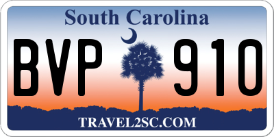 SC license plate BVP910