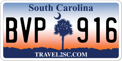 SC license plate BVP916