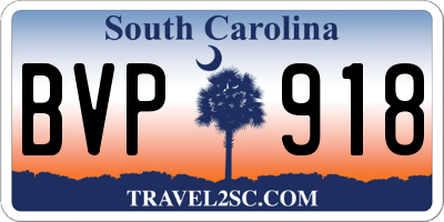 SC license plate BVP918