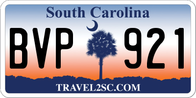 SC license plate BVP921