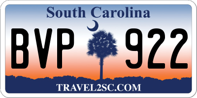 SC license plate BVP922
