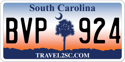 SC license plate BVP924