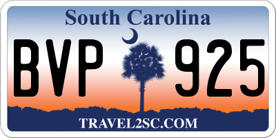 SC license plate BVP925
