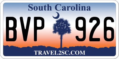 SC license plate BVP926
