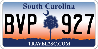 SC license plate BVP927