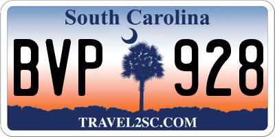 SC license plate BVP928