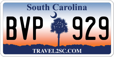 SC license plate BVP929