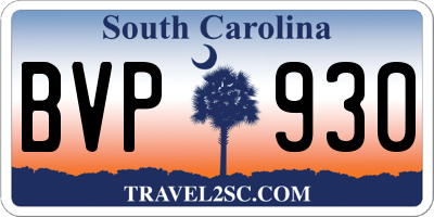 SC license plate BVP930
