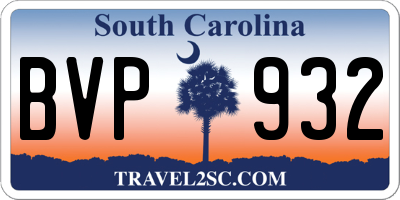 SC license plate BVP932