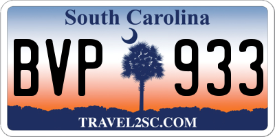 SC license plate BVP933