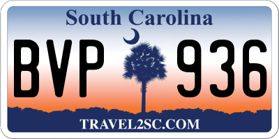 SC license plate BVP936