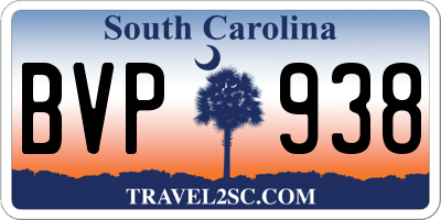 SC license plate BVP938