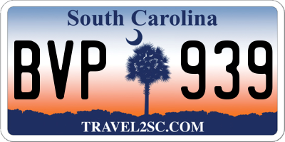 SC license plate BVP939