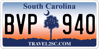 SC license plate BVP940