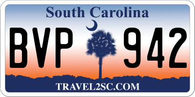 SC license plate BVP942