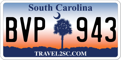 SC license plate BVP943