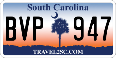 SC license plate BVP947