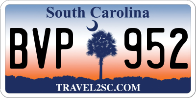 SC license plate BVP952