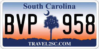 SC license plate BVP958