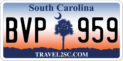 SC license plate BVP959