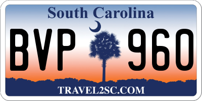 SC license plate BVP960