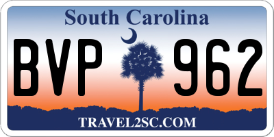SC license plate BVP962